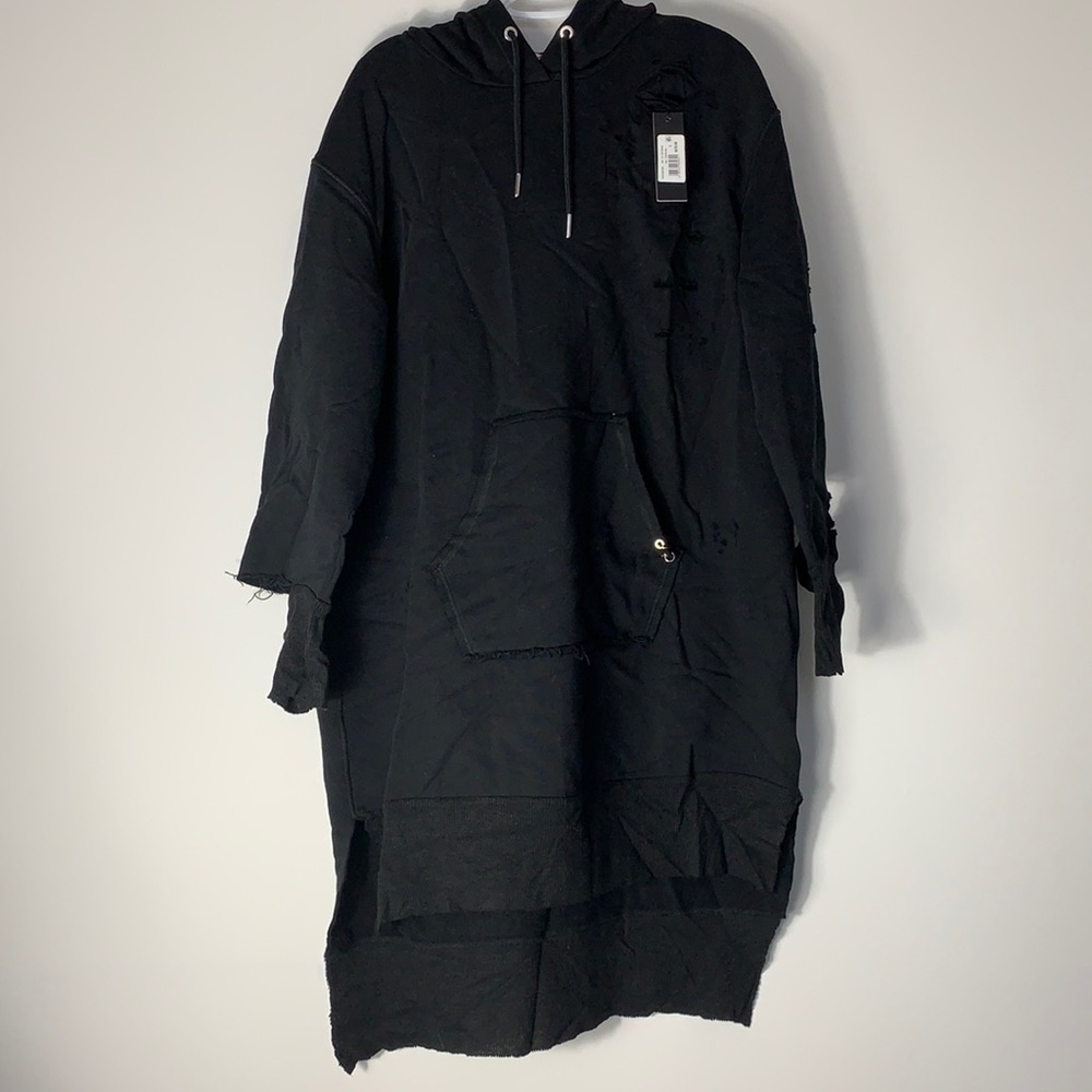 DIESEL Destroyed cotton sweatshirt hoodie dress